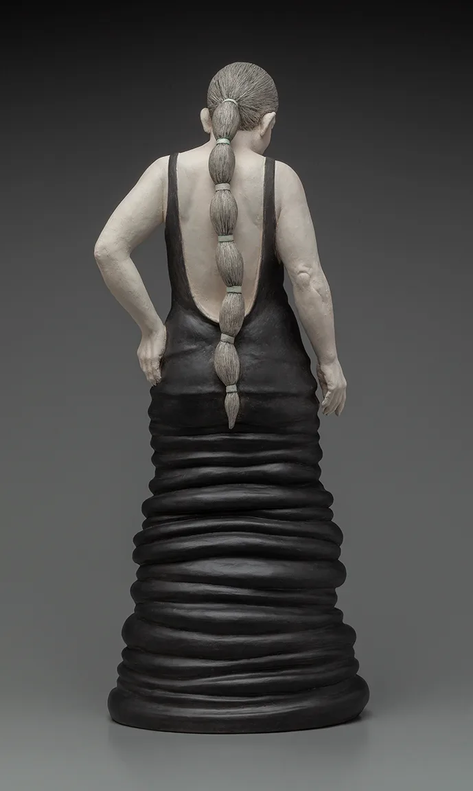 Mudslide (back) — figurative ceramic sculpture by Claudia Olds Goldie