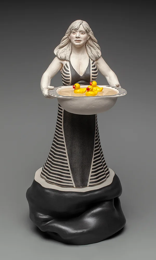 Bath Time — figurative ceramic sculpture by Claudia Olds Goldie