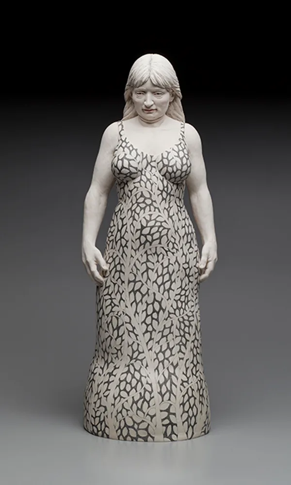 Bustle and Calm (front) — figurative ceramic sculpture by Claudia Olds Goldie