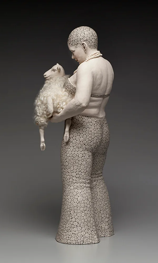 Curlicue (back) — figurative ceramic sculpture by Claudia Olds Goldie