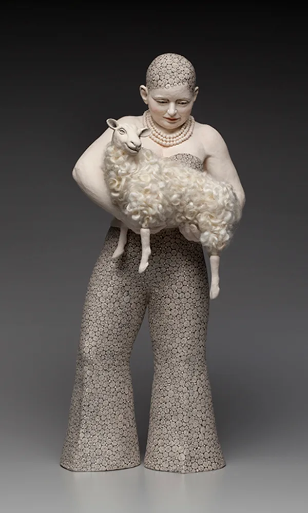 Curlicue (front) — figurative ceramic sculpture by Claudia Olds Goldie