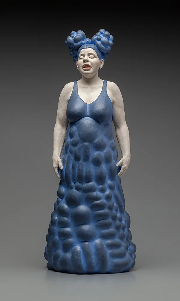 Haute Couture — figurative ceramic sculpture by Claudia Olds Goldie