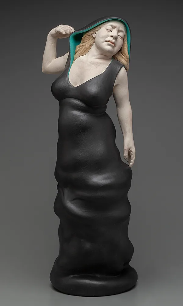 Hoodie — figurative ceramic sculpture by Claudia Olds Goldie