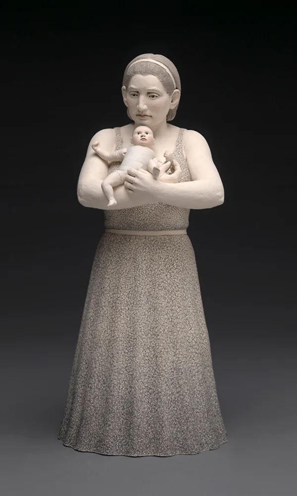 Mr. LeWitt’s Progeny — figurative ceramic sculpture by Claudia Olds Goldie