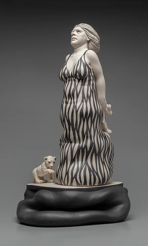 The Lions Sleep Tonight — figurative ceramic sculpture by Claudia Olds Goldie