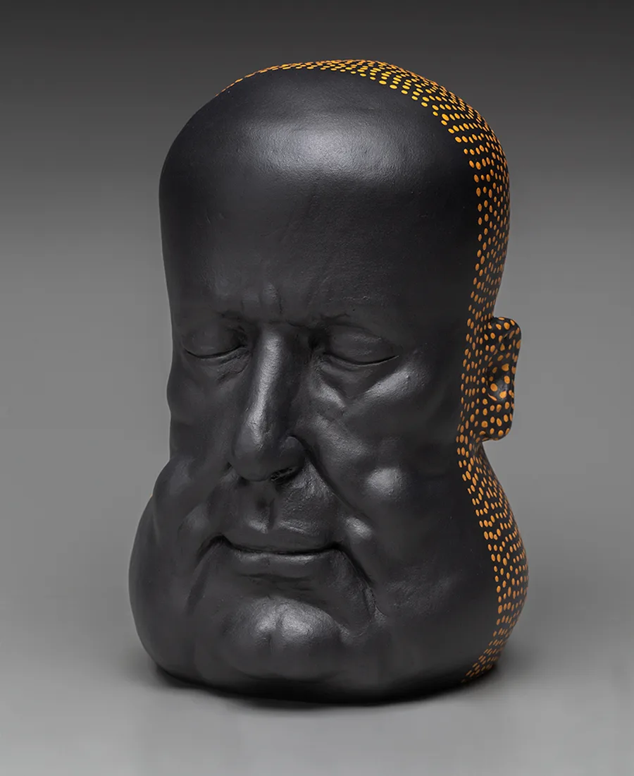 Caution: No Entry — ceramic sculpted head by Claudia Olds Goldie