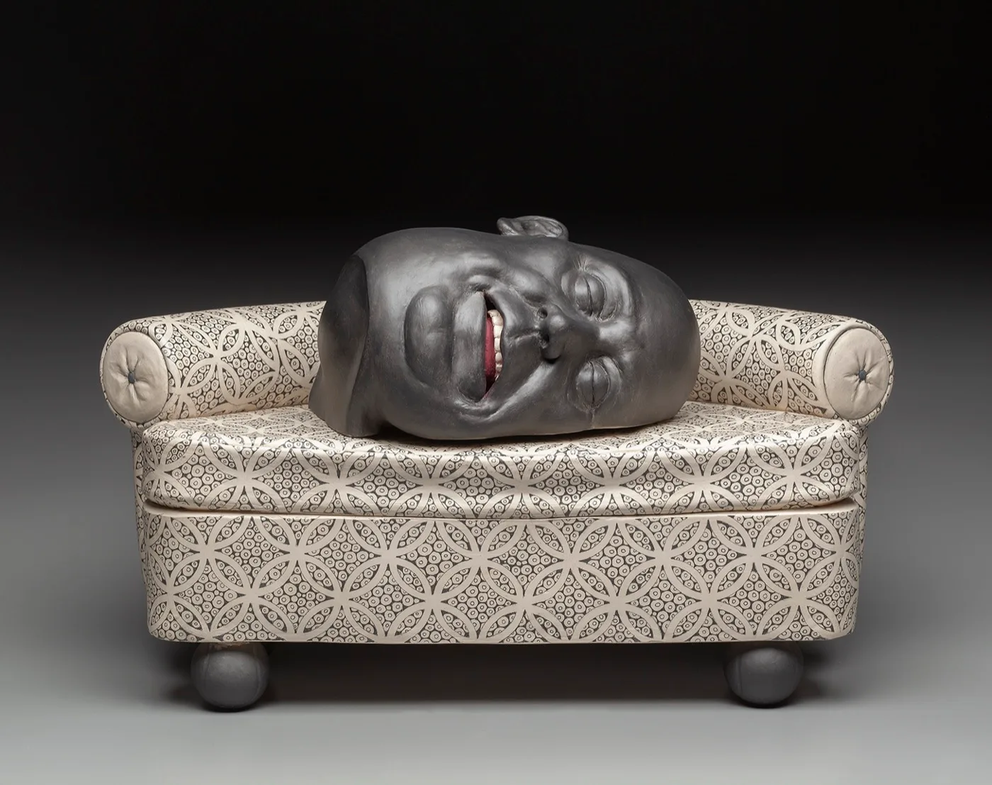 Dreaming in Black and White by Claudia Olds Goldie — White stoneware, graphite, 24 (W) x 14 (H) x 12 (D) inches, 2024