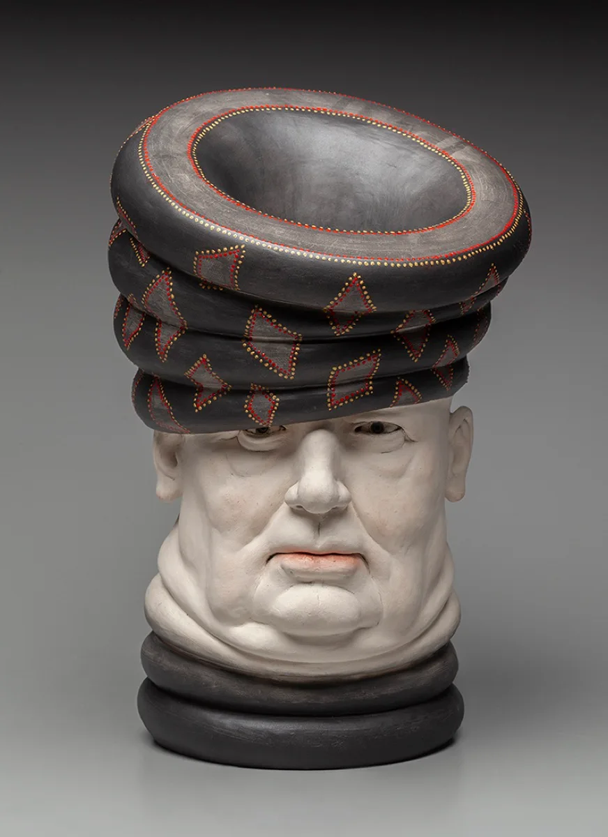 Jack of Diamonds — ceramic head by Claudia Olds Goldie