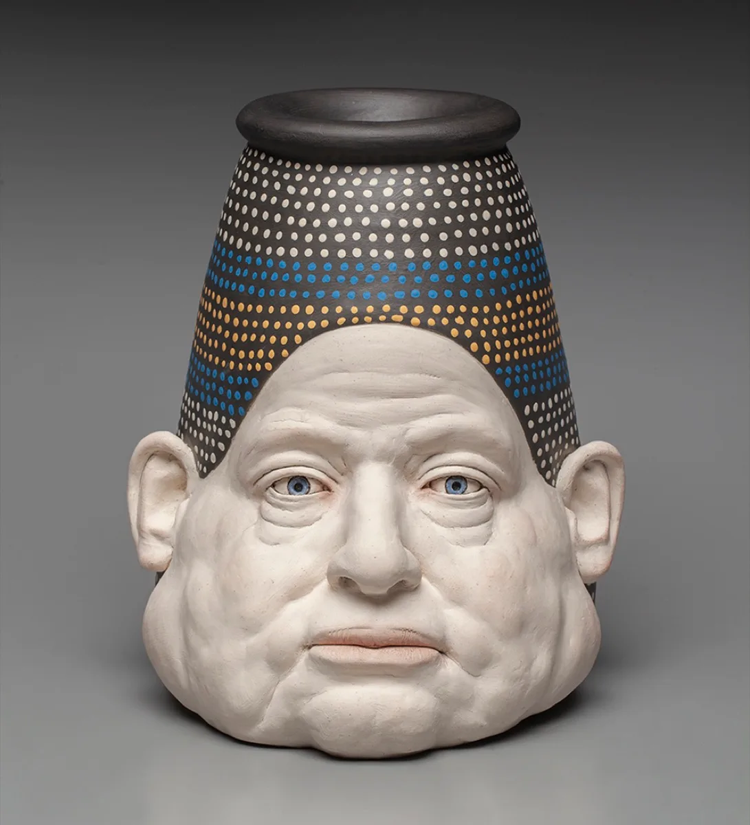 Jug Head — ceramic sculpted head by Claudia Olds Goldie