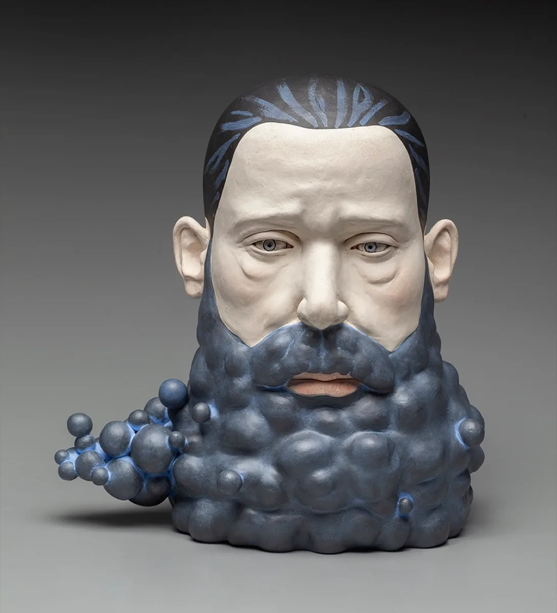 Storm Cloud — ceramic sculpted head by Claudia Olds Goldie