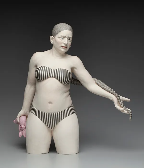 Letting Go — ceramic sculpture by Claudia Olds Goldie